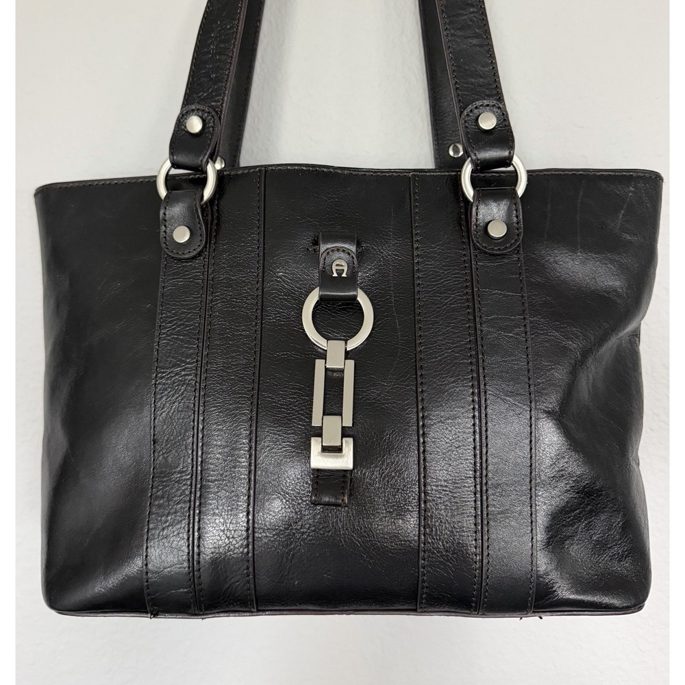 Etienne Aigner Cherry Leather Shoulder Double Handle Handbag Purse Tote 90s Y2K